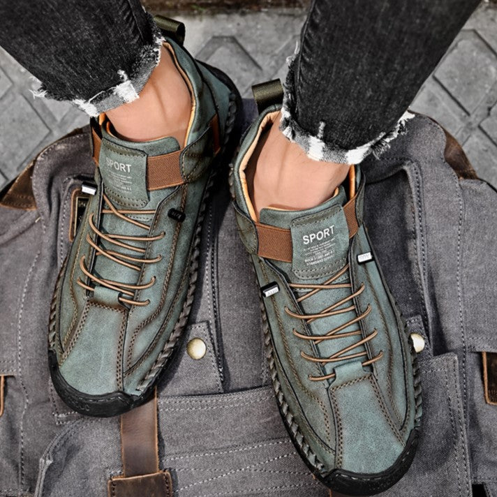 Autumn/Winter Vintage Men’s Mid-Top Martin Boots Outdoor Casual Work Shoes with Stitching