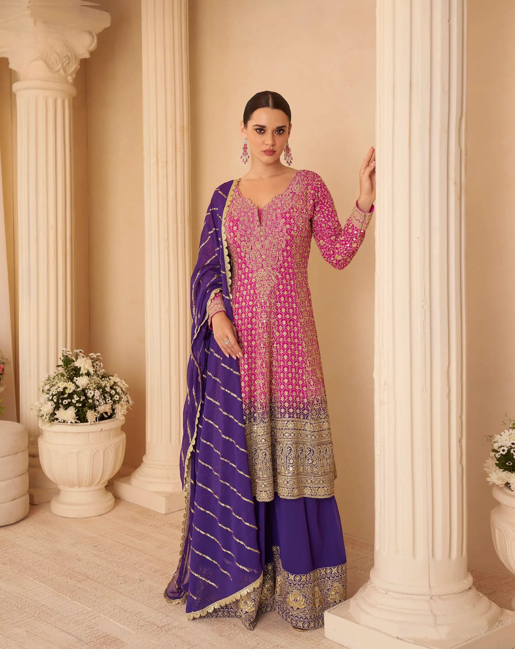 Rani Pink Heavy Embroidery salwar suit