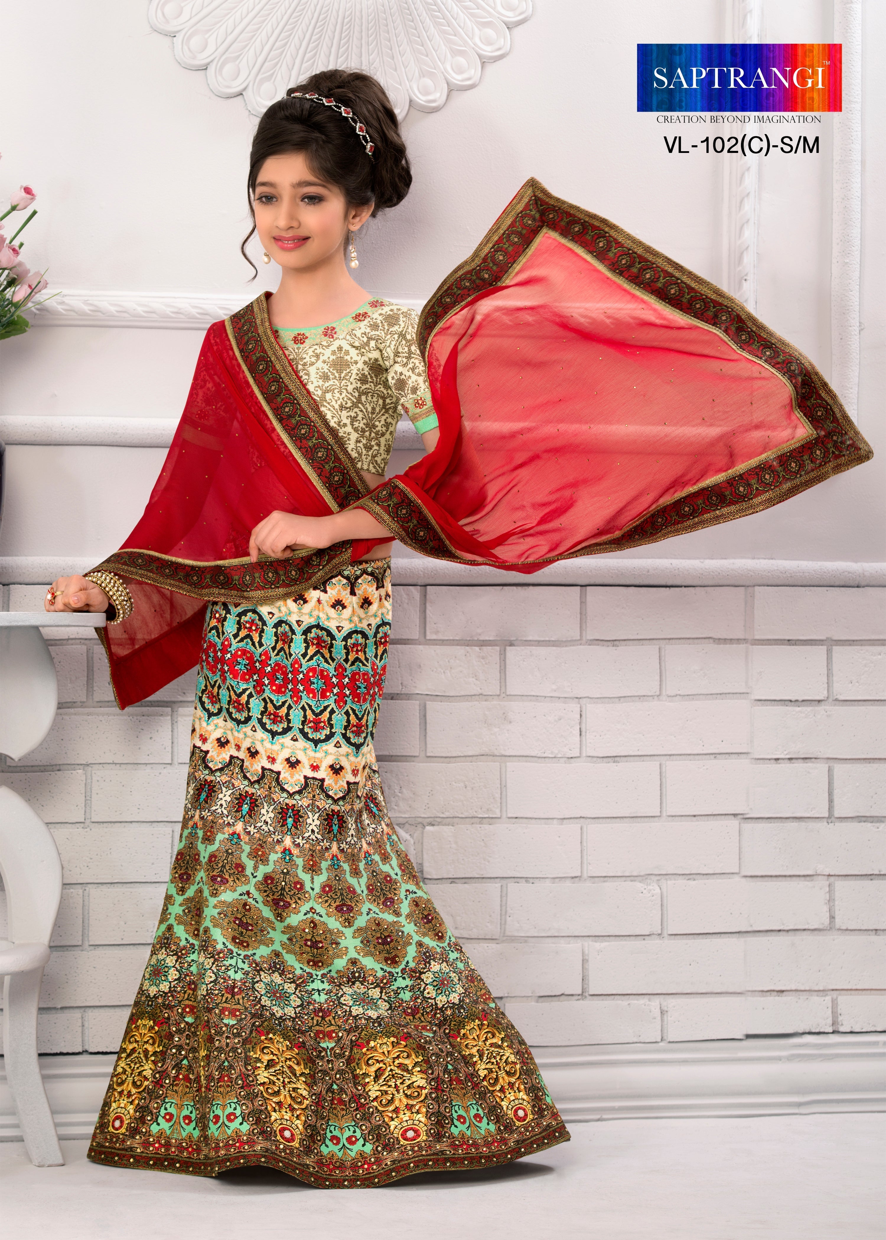 Fairy Tale Garden Khadi Mono Silk Kids Lehenga - qivii