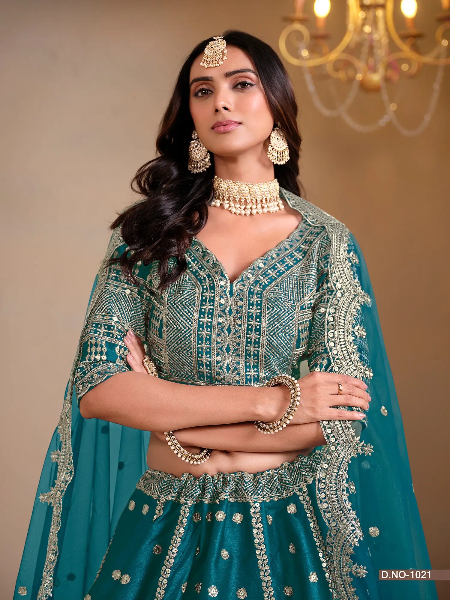 Dark Aqua Designer Art Silk Lehenga Choli With Thread And Sequins Work | Ready To Wear - qivii