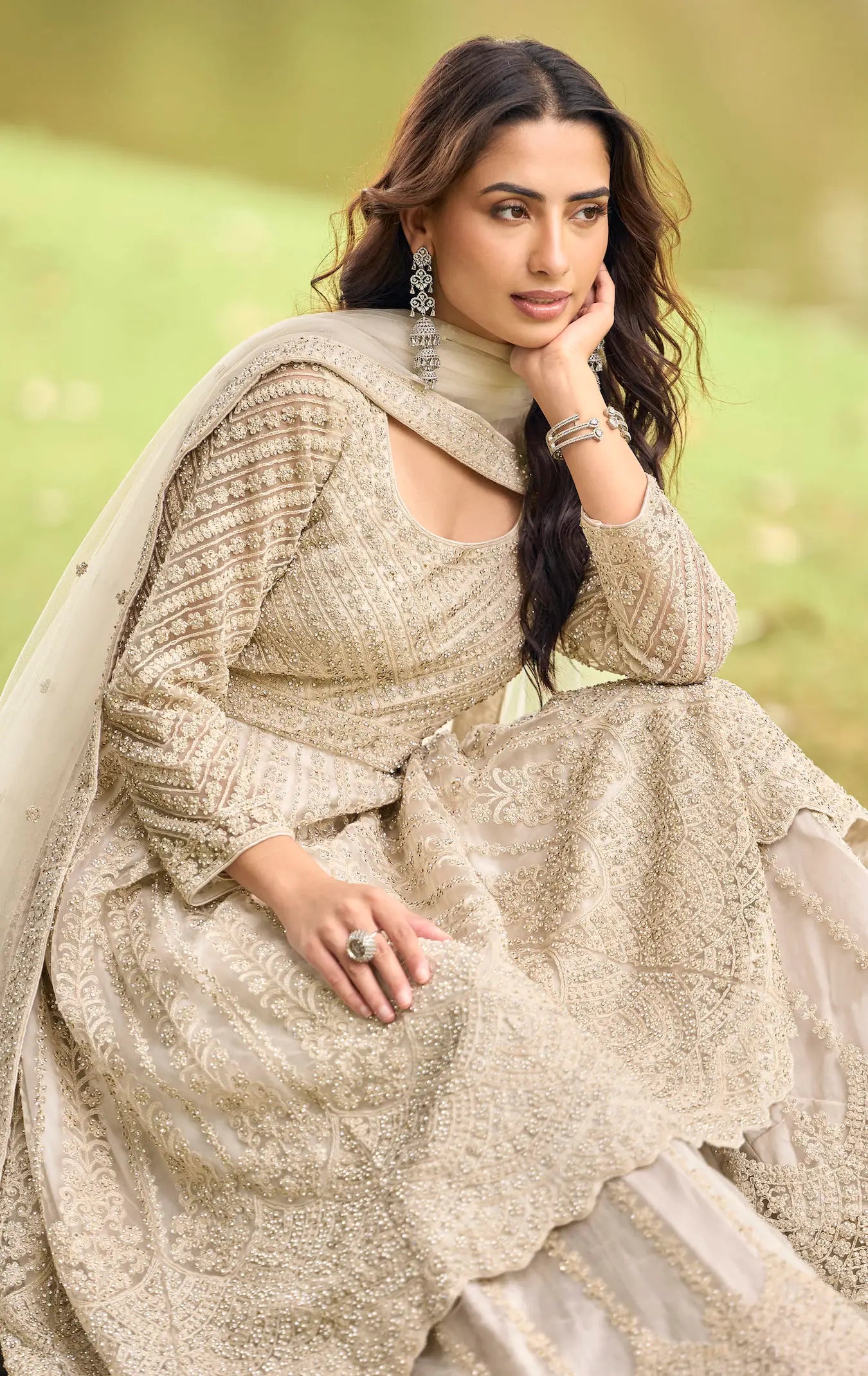 Off White Heavy Embroidery Salwar Suit