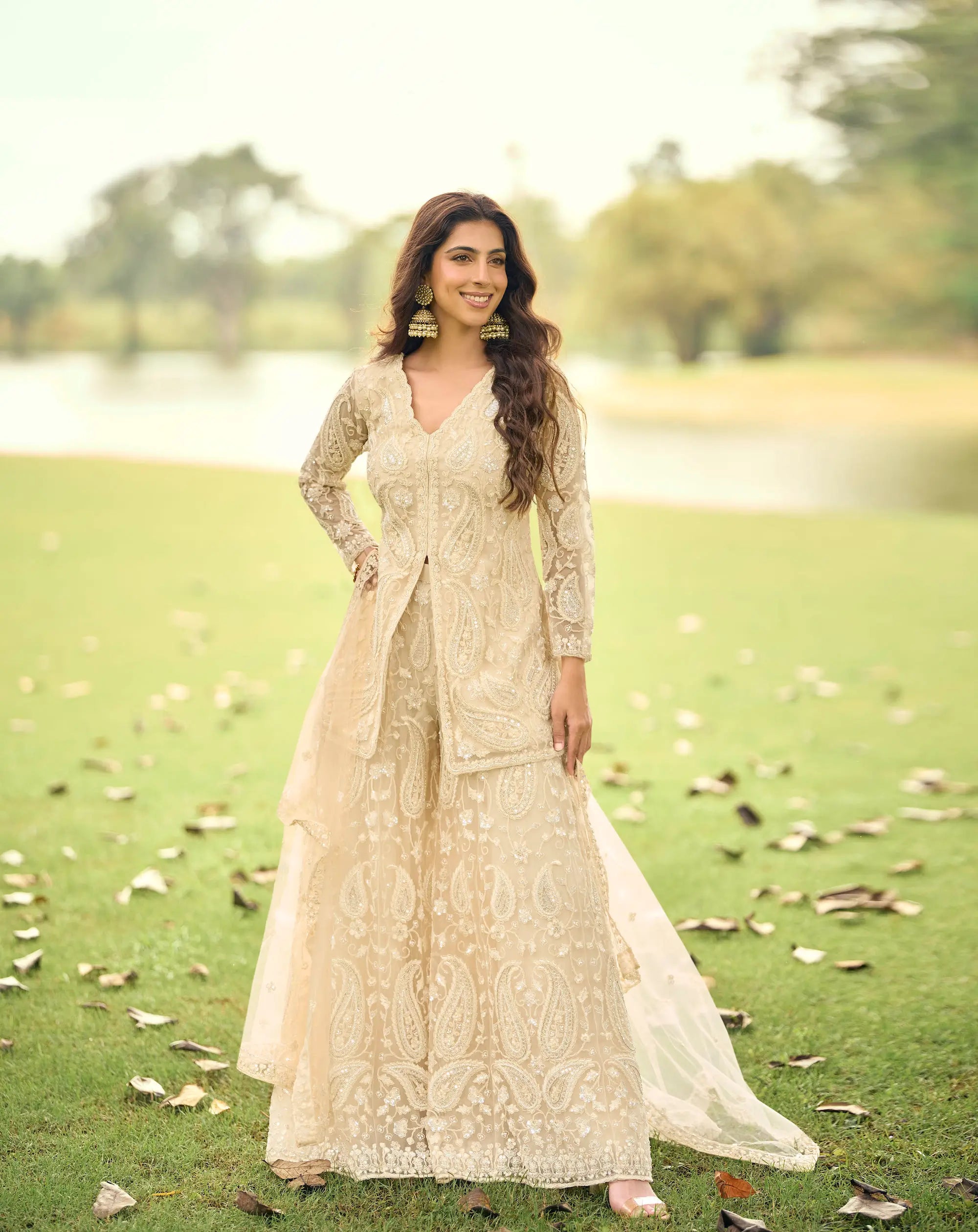 Almond Beige Heavy Embroidery Salwar Suit