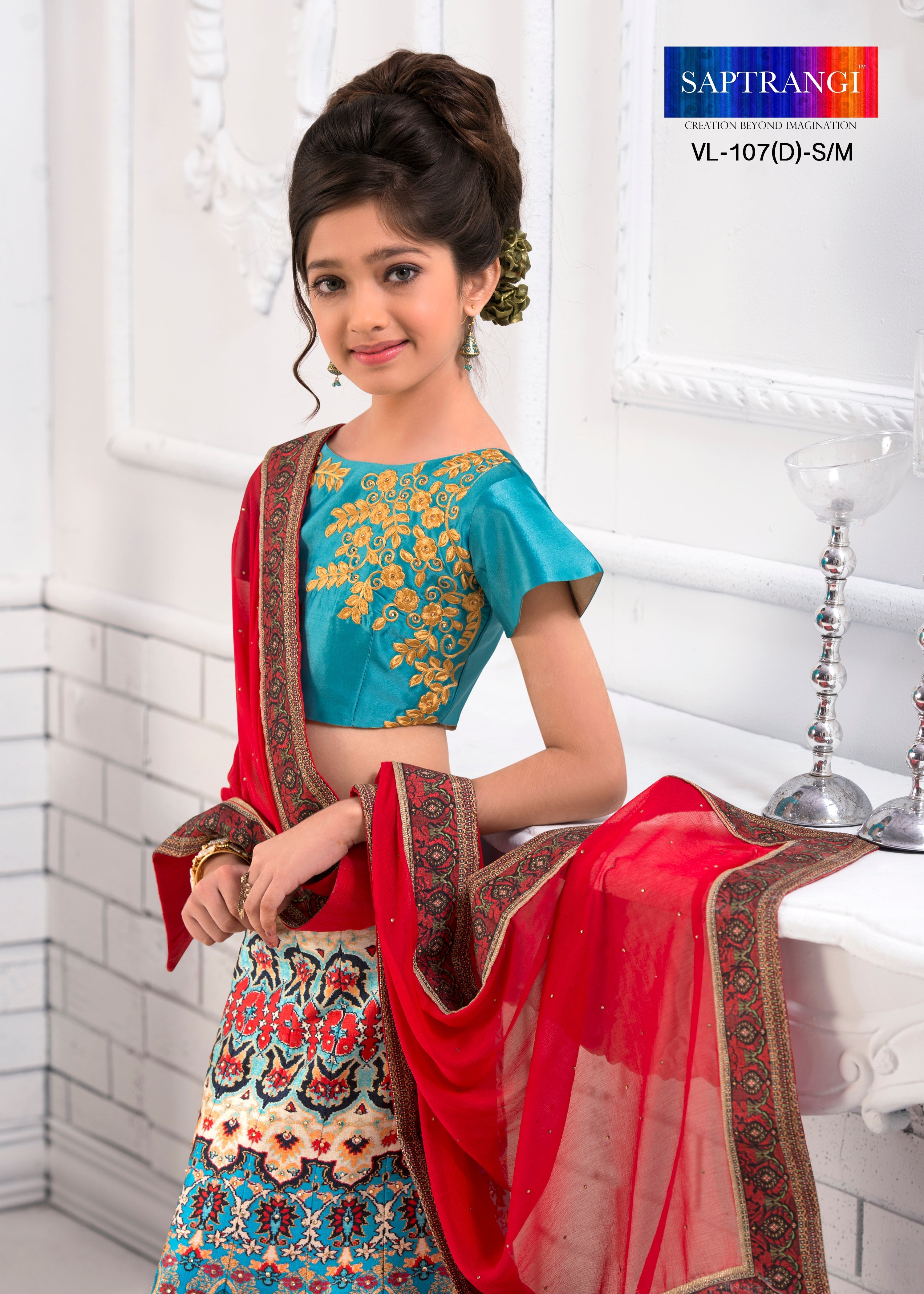 Playful Pastels Khadi Mono Silk Kids Lehenga - qivii
