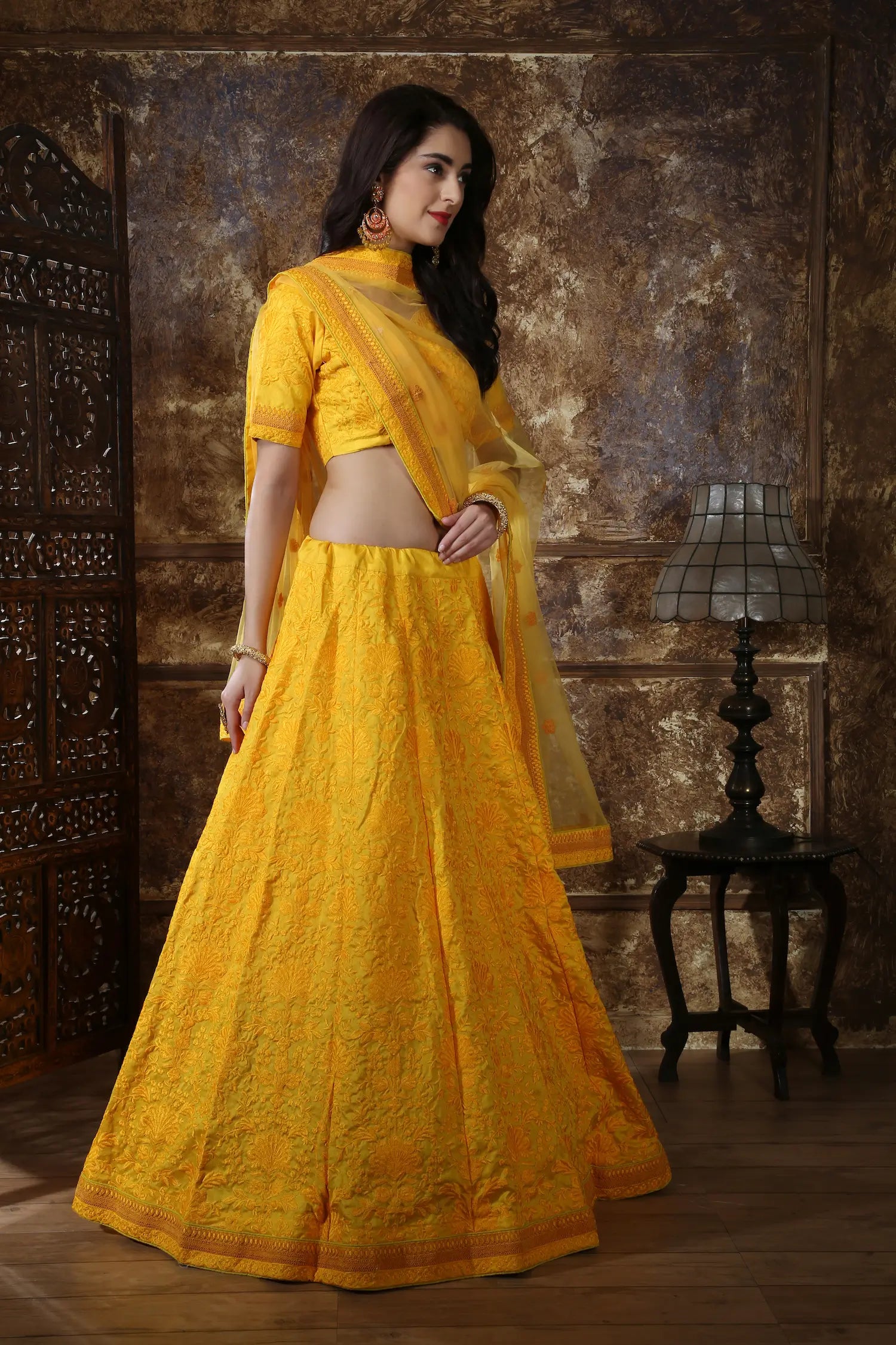 Yellow Silk Thread & Sequence Work Lehenga Choli | Ready To Wear - qivii