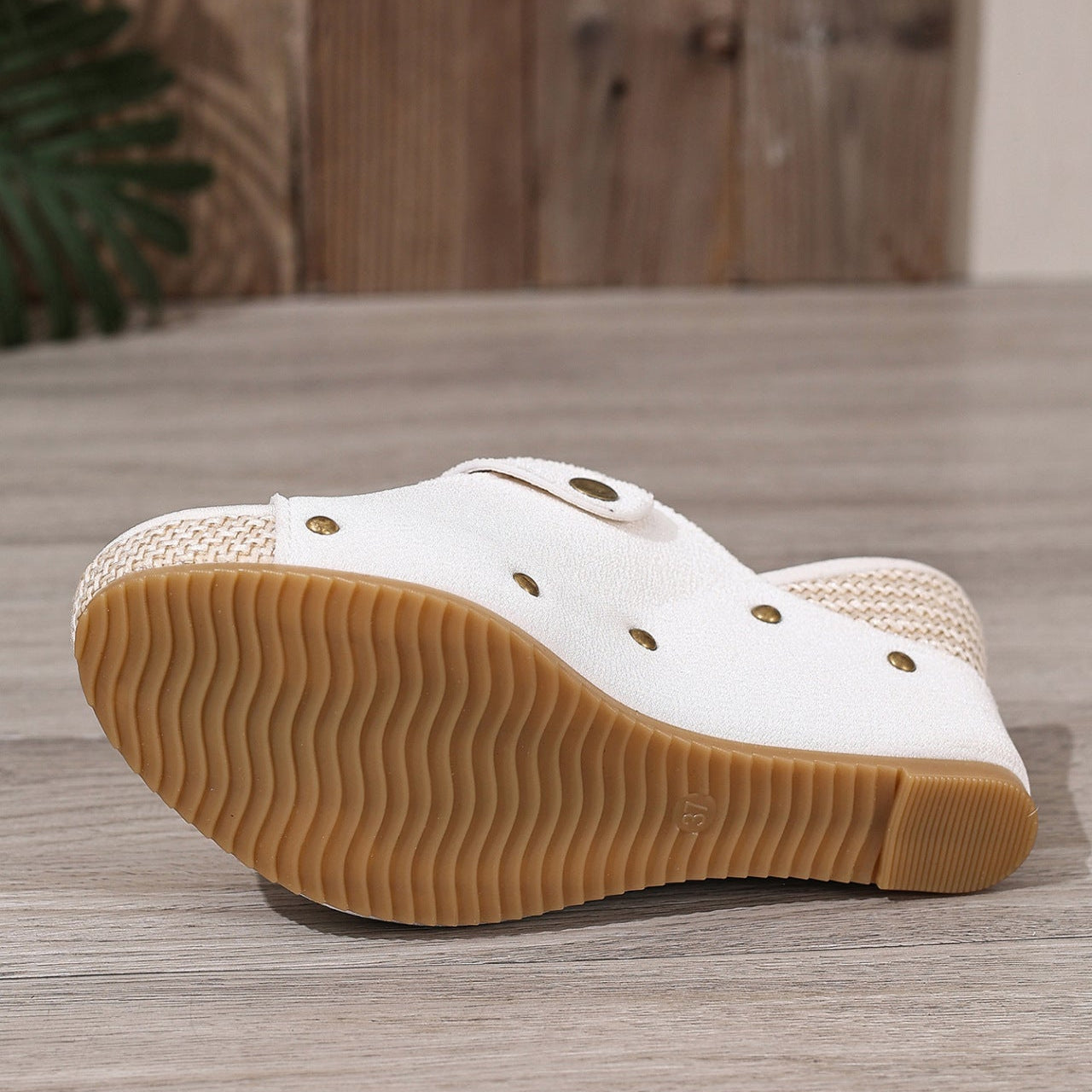 Women’s Sable Rivet Velcro Platform Wedge Sandals – Chunky Studded Slides with Adjustable Strap (US 4–10.5)