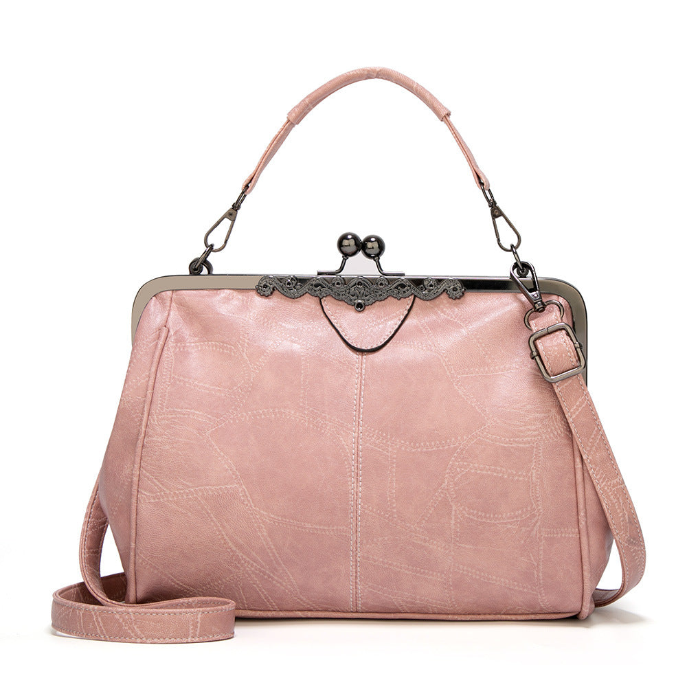 Women's British Vintage Oversized Bag – Multi-Way Shoulder/Tote Bag with Clip Closure