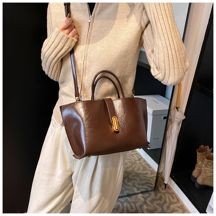 Women's Polished Commuter Tote - Textured Leather Convertible Work Bag | Spacious Crossbody to Handheld Carryall for Professionals