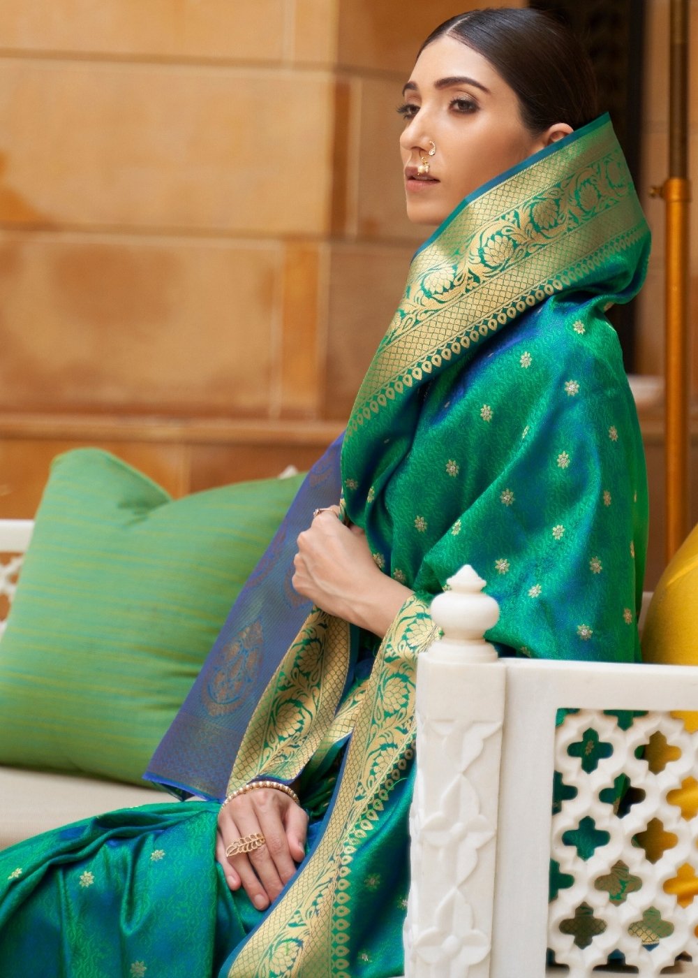 Sea Green Woven Kanjivaram Silk Saree : Top Pick - qivii