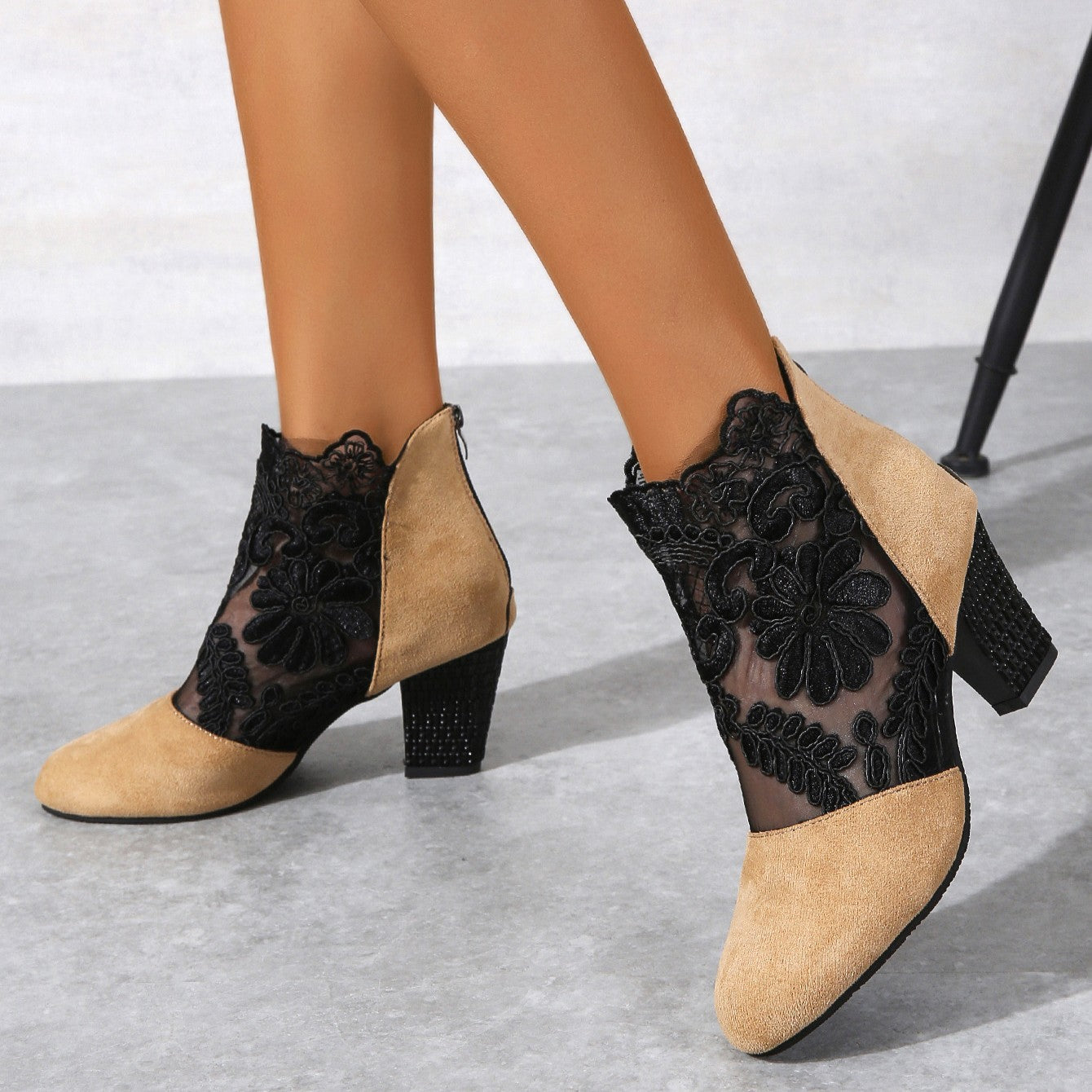 Women's Filigree Lace Heeled Sandal - Architectural Cutout Mesh Stilettos with Cushion & Extended Sizes (US 4-11)