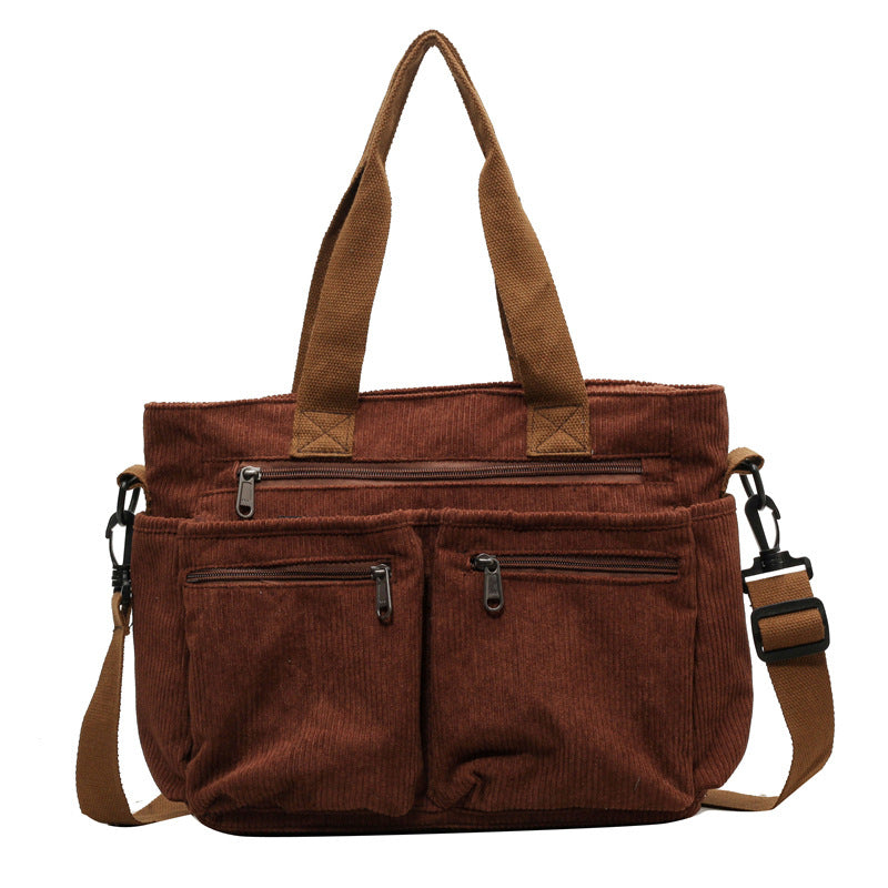 Women's Corduroy Tote Bag Large Capacity Convertible Shoulder & Crossbody Bag | Casual & Versatile Everyday Handbag