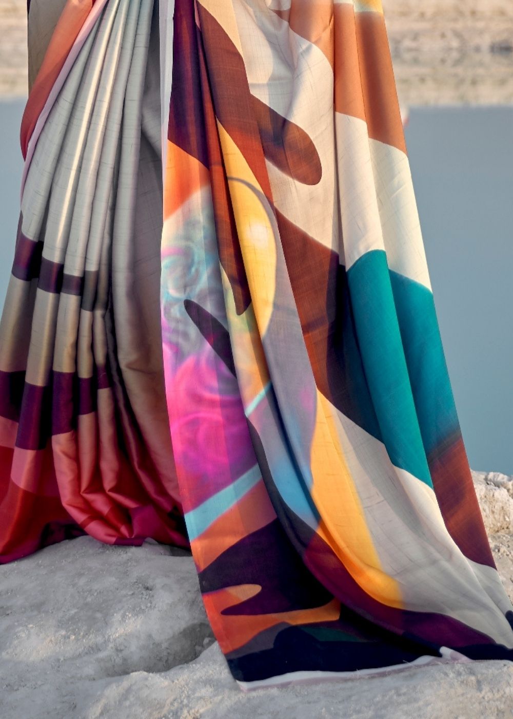 Multicolor Digital Printed Crepe Silk Saree : Top Pick - qivii