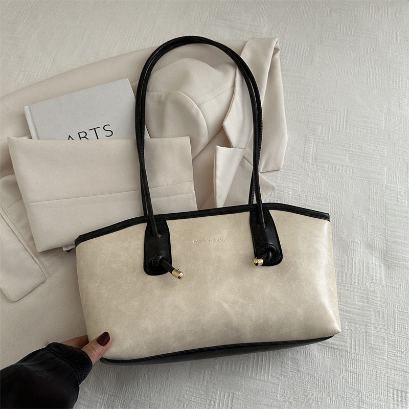 Women's Vintage-Chic Oversized Tote - Commuter-Ready Shoulder Bag w/ Detachable Accent Charms, Grain-Textured Vegan Leather