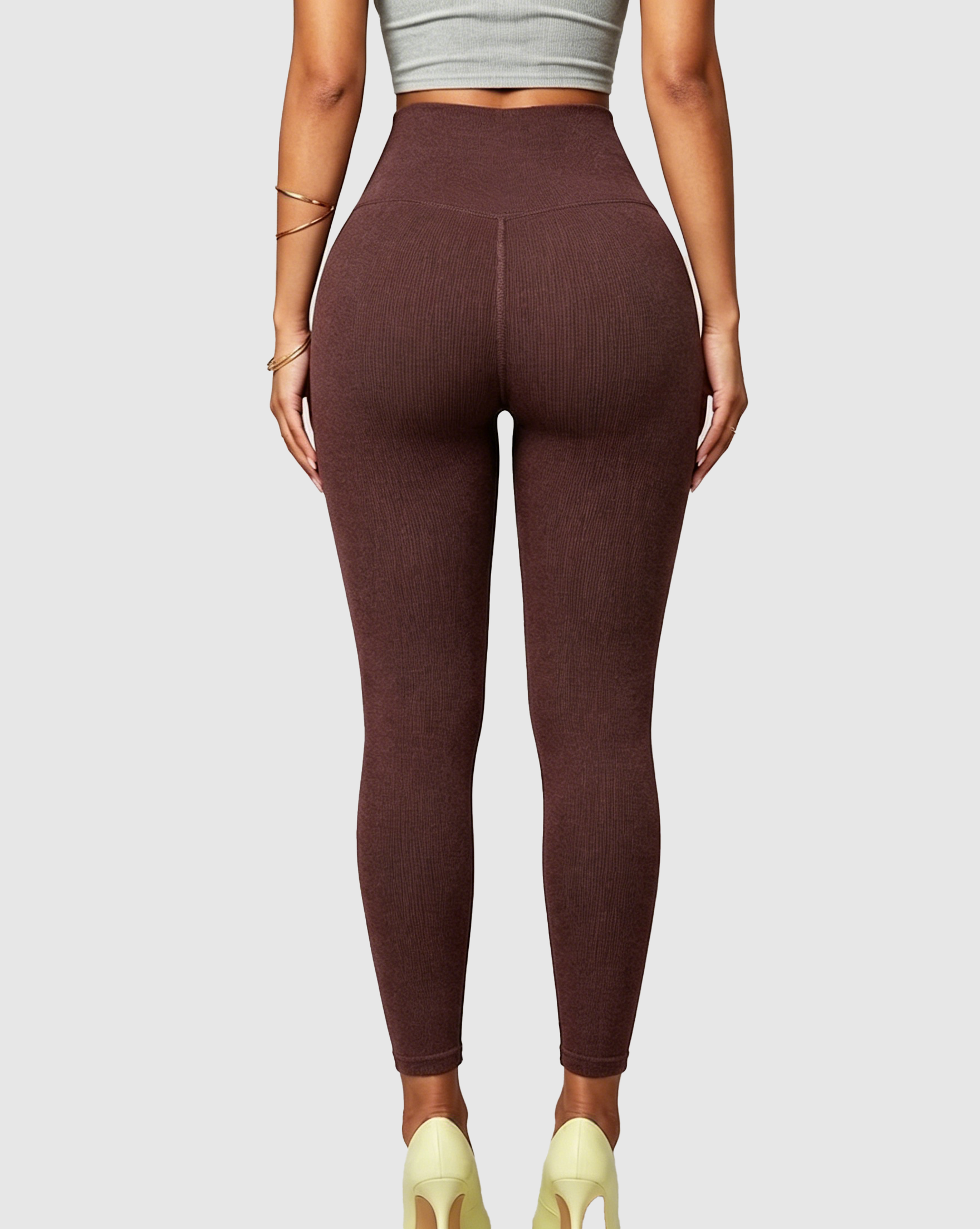 High Waist Ribbed Seamless Hip Lift Yoga Leggings - By Qivii