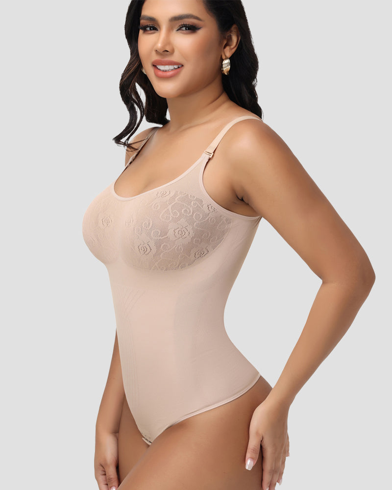 Shapshe® Sexy Bust Flower Cut Out Thong Shapewear Bodysuit