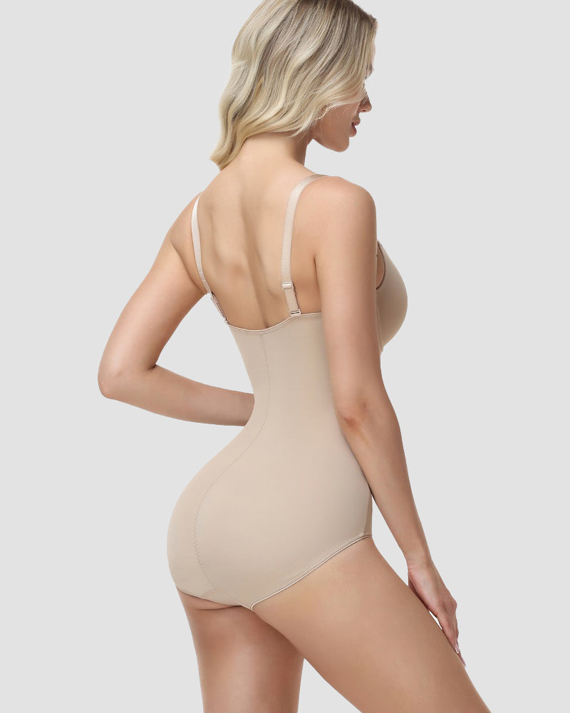 Adjustable Strap Cross Mesh Tummy Control Bodysuit Butt Lifting Shaper