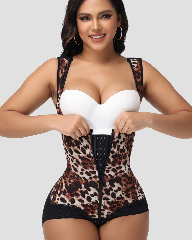 Shapshe® Leopard High Compression Open Bust Tummy Control Body Shaper