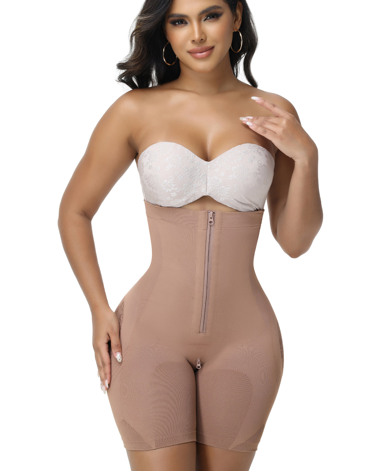 Shapshe® Hip Mesh High Waisted Faja Shaping Shorts with Zip Closure for Women