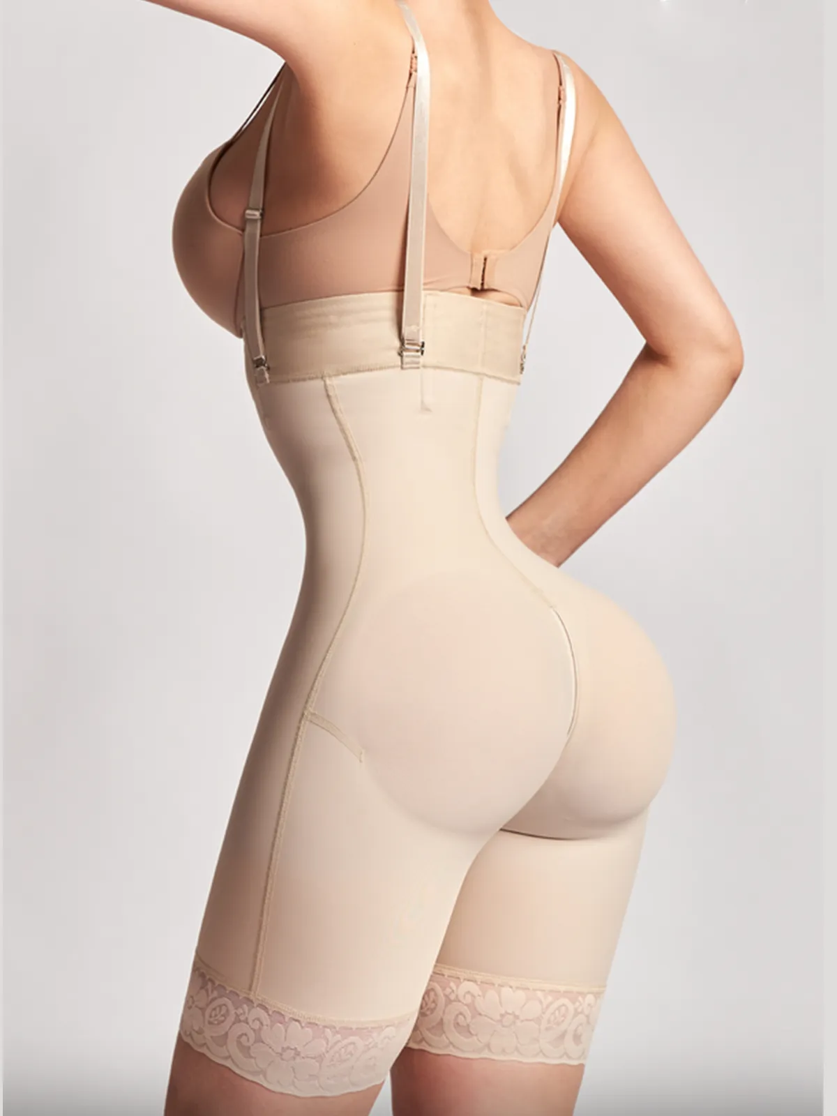 Front Zipper Adjustable Strap Tummy Control Butt Lifting Shaping Bodysuit