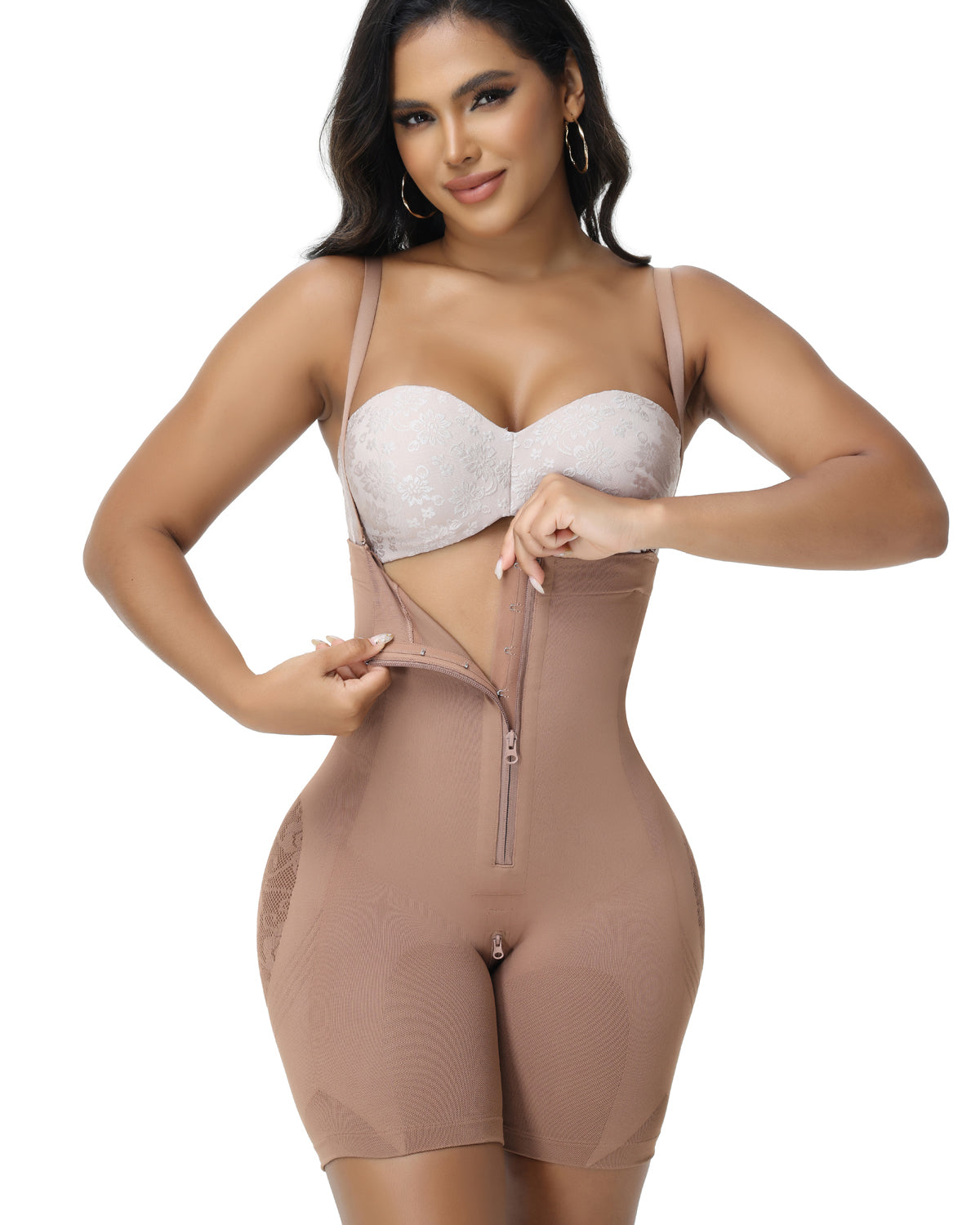 Shapshe® Hip Mesh High Waisted Faja Shaping Shorts with Zip Closure for Women
