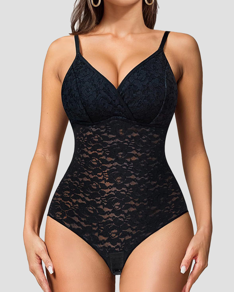 Sexy Lace Shapewear Bodysuit Tummy Control Thong Body Shaper