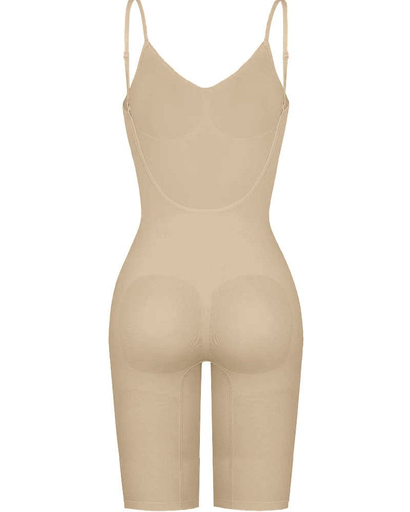 Seamless Backless Mid Length Tummy Control Shapewear Bodysuit