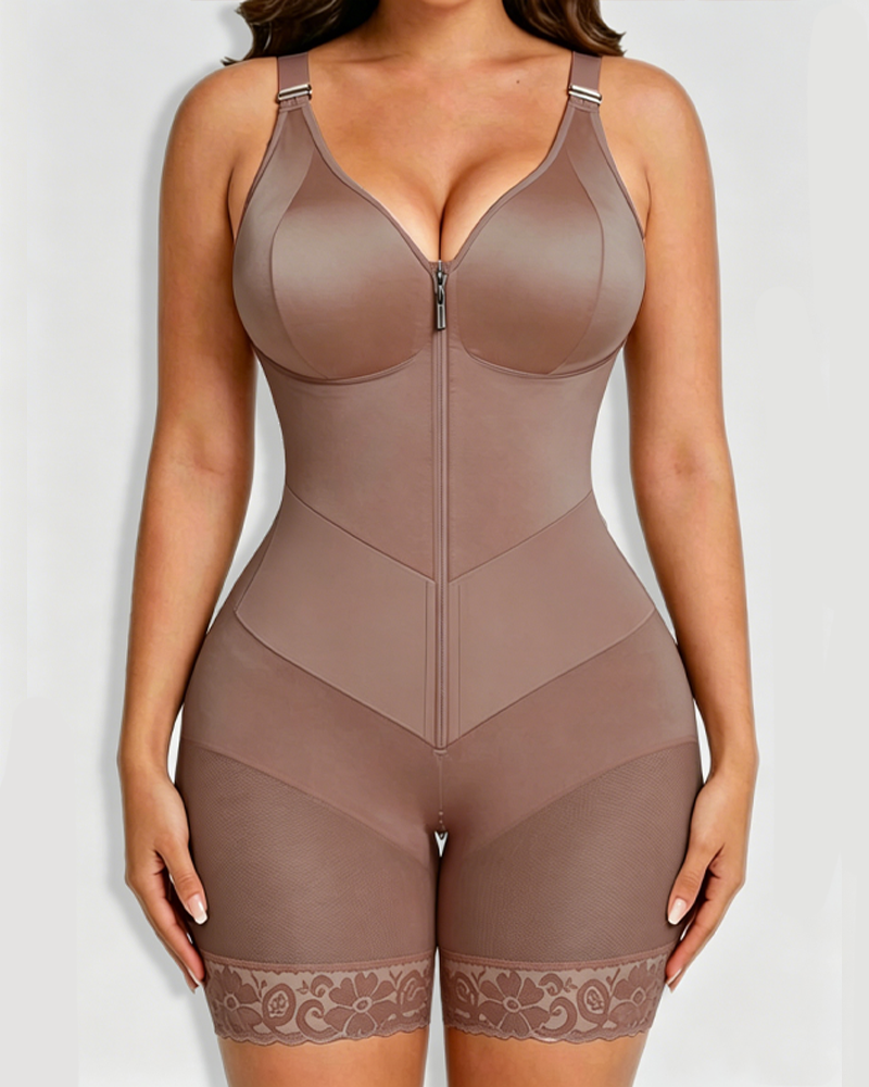Zipper Tummy Control & Butt Lifter Shapewear Bodysuit - By Qivii