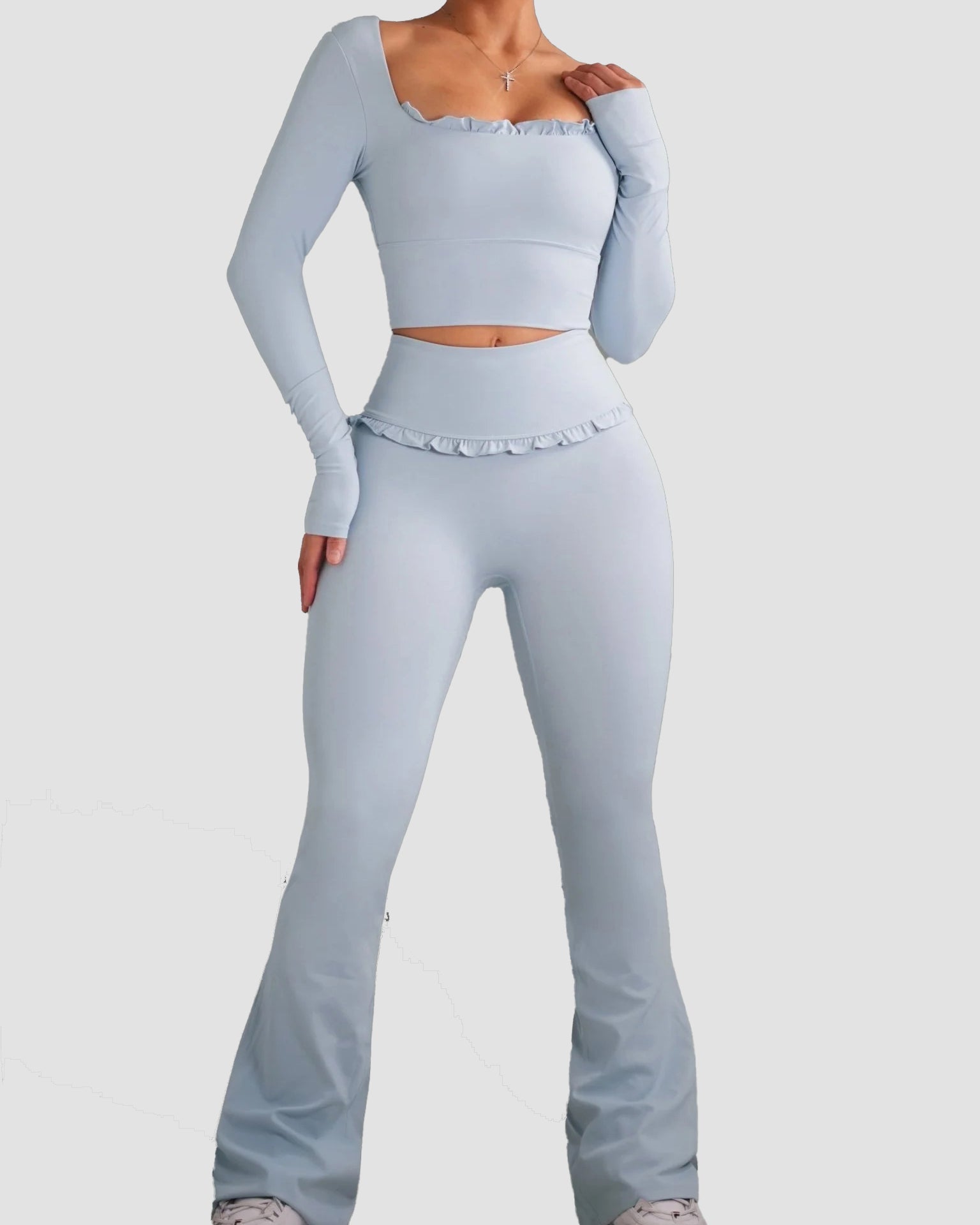 Ballet Ruffle Sports Tight-Fitting Height Elasticity Fitness Yoga Set - By Qivii
