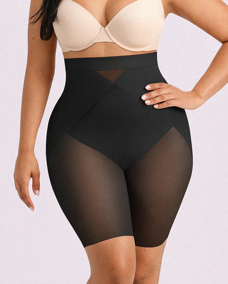 High Waist Mid-Thigh Breathable Mesh Butt Lifting Shorts