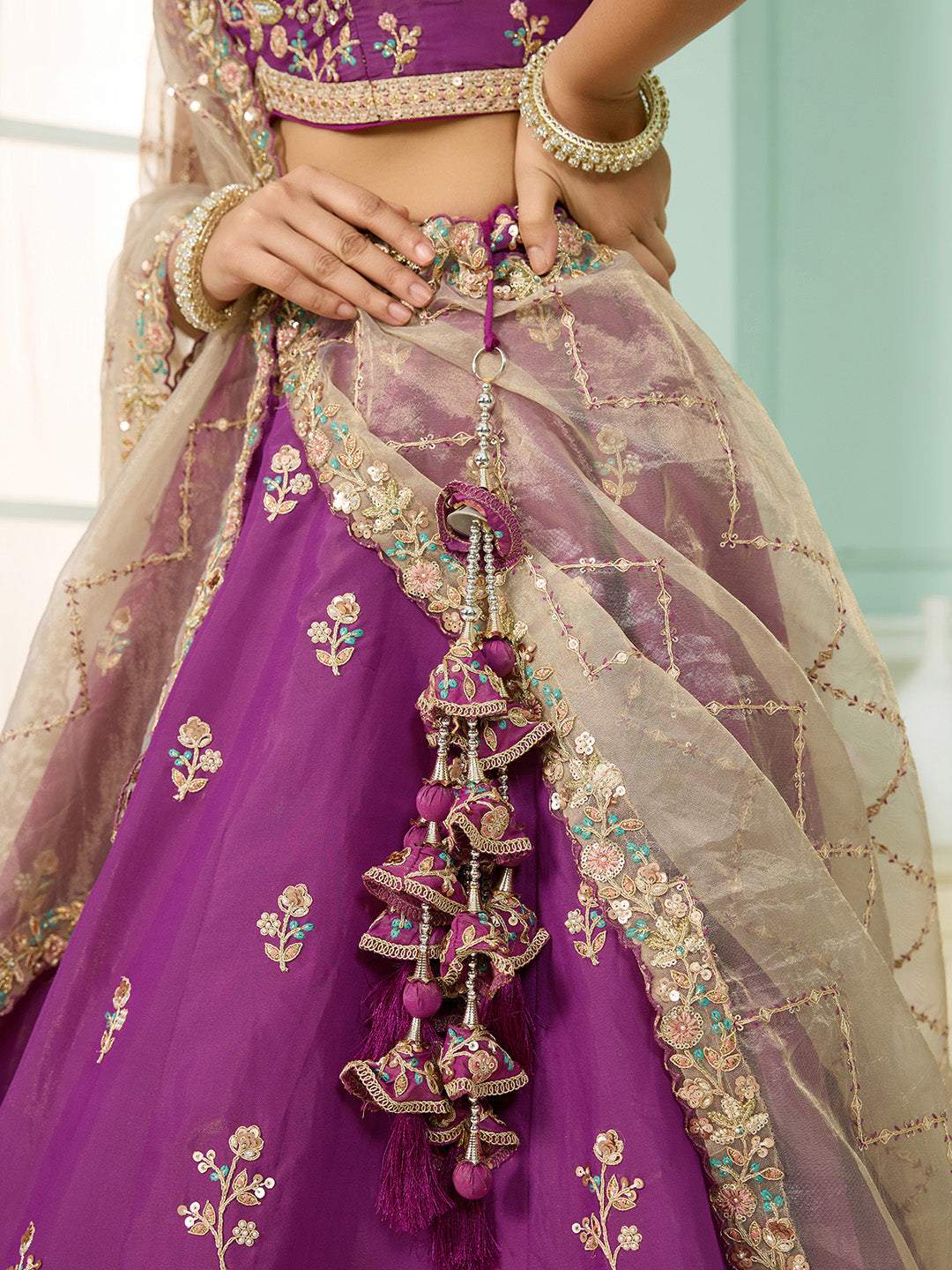 Burgundy- Georgette Fabric Sequins embroidery Semi-Stitched Lehenga & Unstitched Blouse With Dupatta - qivii