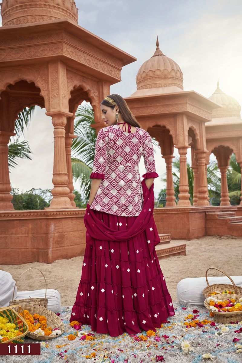 PINK HEAVY FOX GEORGETTE WITH COTTON EMBROIDERY WORK | Ready To Wear - qivii