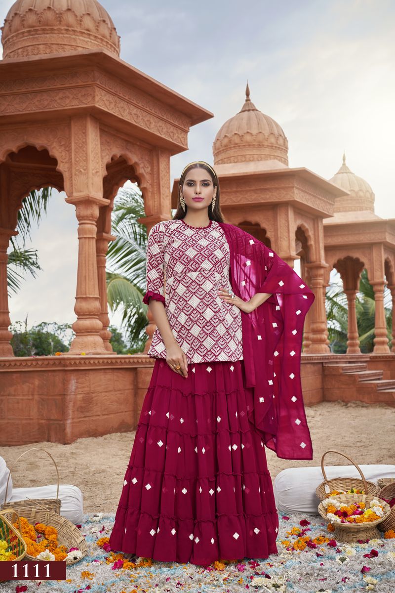 PINK HEAVY FOX GEORGETTE WITH COTTON EMBROIDERY WORK | Ready To Wear - qivii