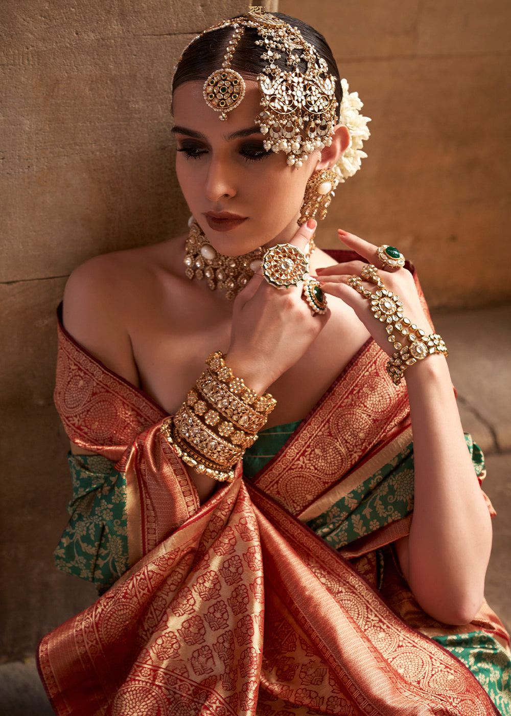 Sea Green Zari Woven Banarasi Silk Saree - qivii