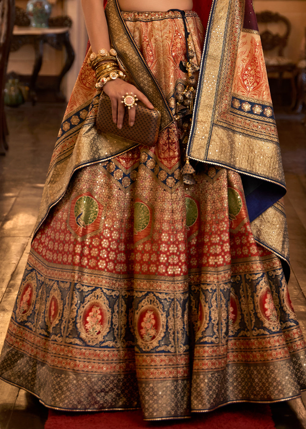 Shades Of Pink Ready to Wear Designer Silk Lehenga Choli with Sparkle & Aari Mirror work | Ready To Wear - qivii