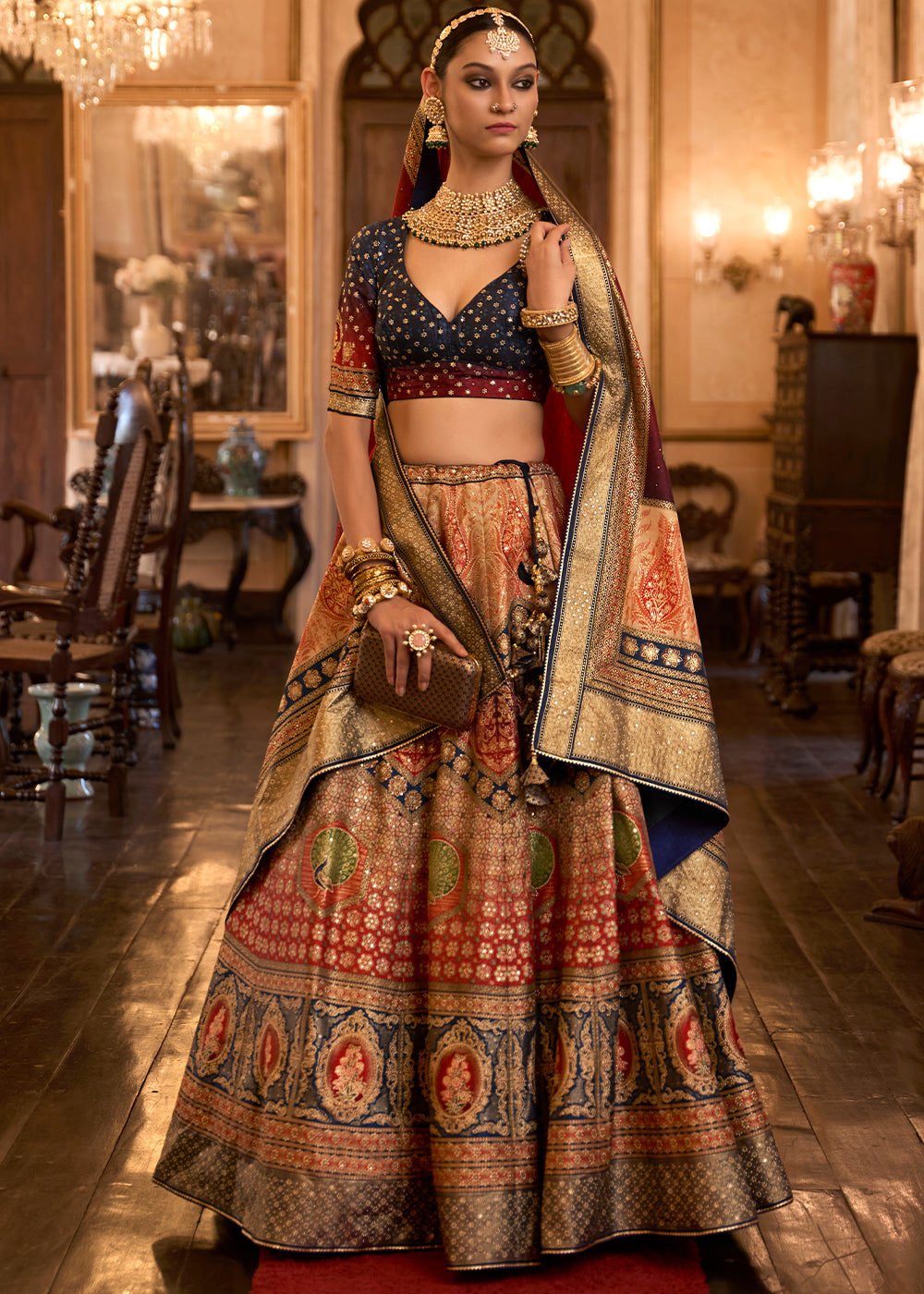 Shades Of Pink Ready to Wear Designer Silk Lehenga Choli with Sparkle & Aari Mirror work | Ready To Wear - qivii