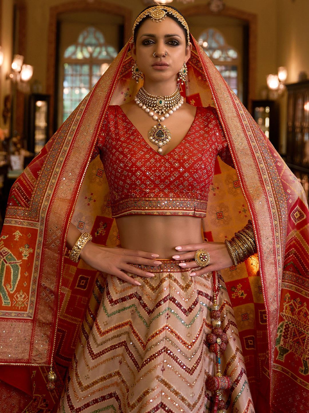 Orange Shade Designer Silk Ready to Wear Lehenga Choli With Sparkle & Mirror Work - qivii