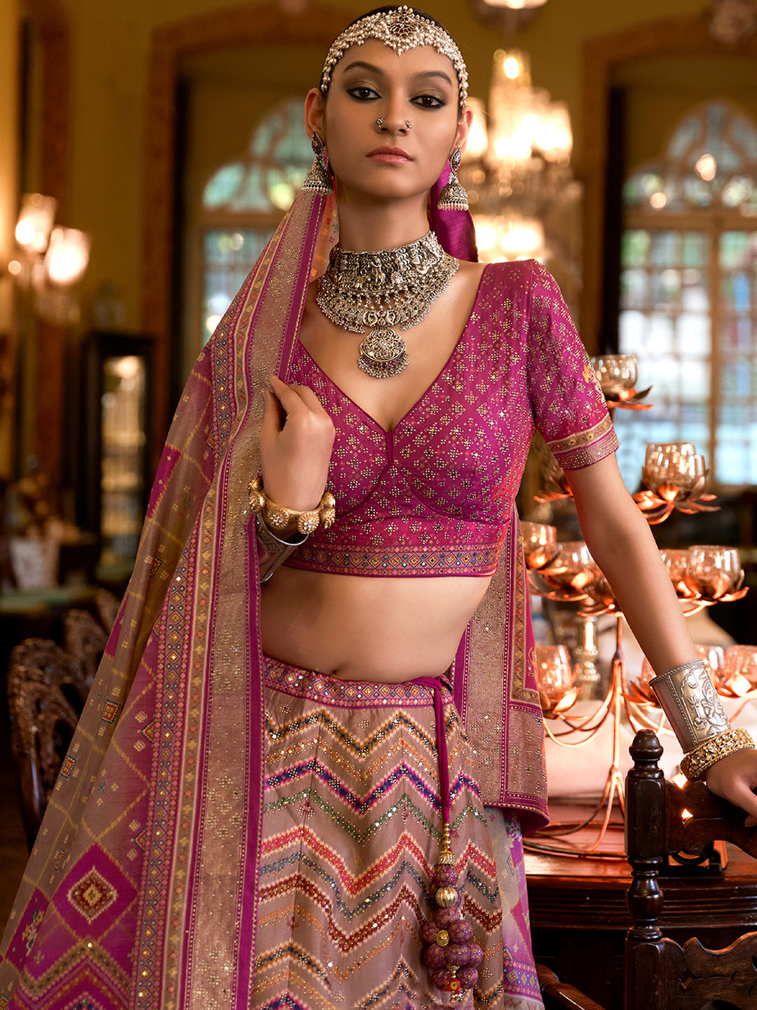 Purple Shade Designer Silk Ready to Wear Lehenga Choli With Sparkle & Mirror Work - qivii