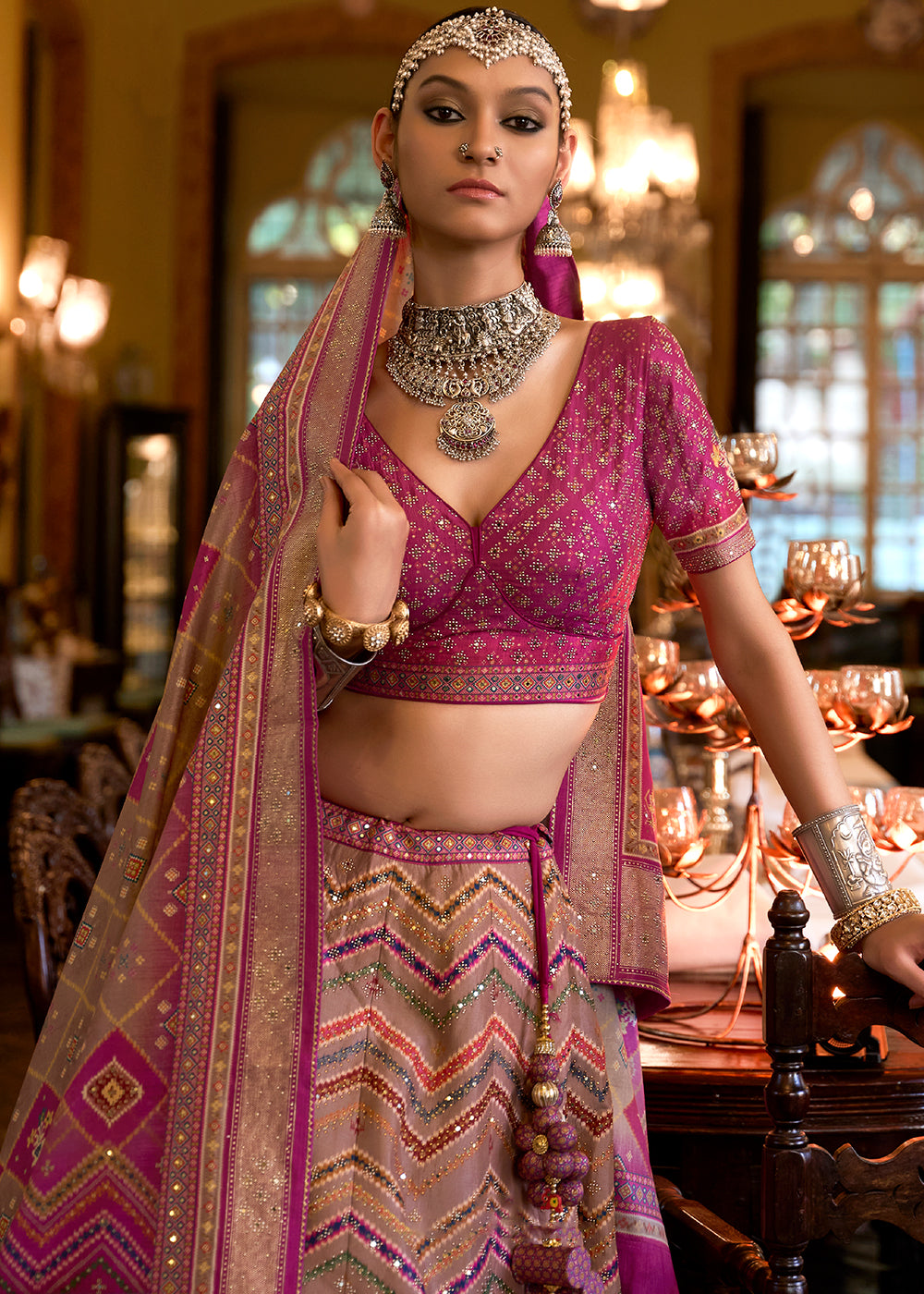 Shades Of Purple Ready to Wear Designer Silk Lehenga Choli with Sparkle & Mirror work | Ready To Wear - qivii
