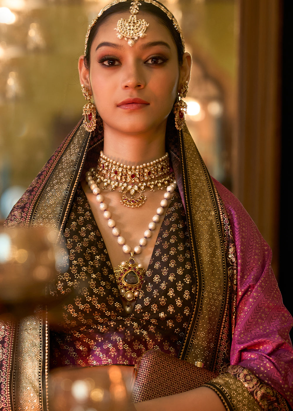 Pink & Black Ready to Wear Designer Silk Lehenga Choli with Sparkle & Mirror work | Ready To Wear - qivii