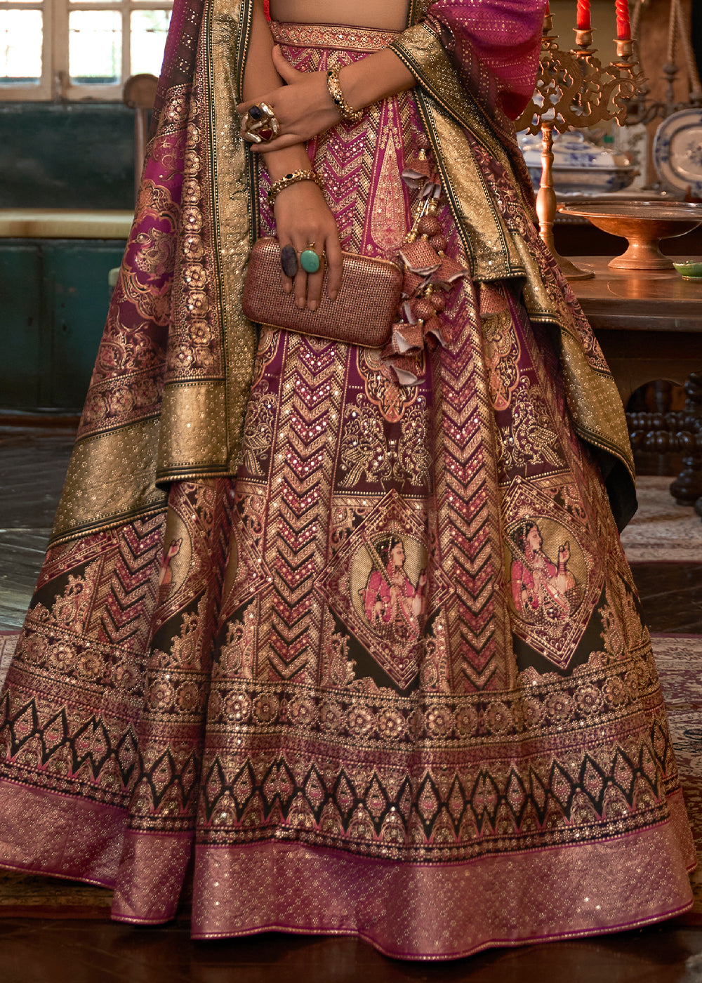 Pink & Black Ready to Wear Designer Silk Lehenga Choli with Sparkle & Mirror work | Ready To Wear - qivii