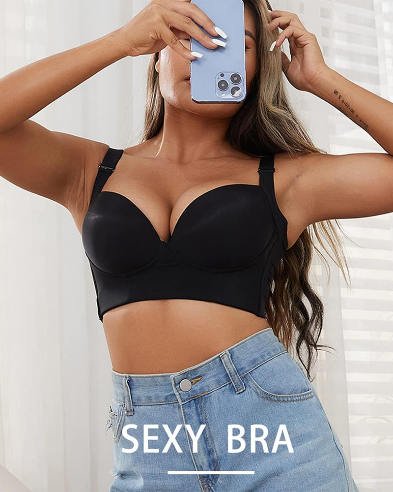 Deep Cup Push Up Bra With Full Back Coverage - By Qivii