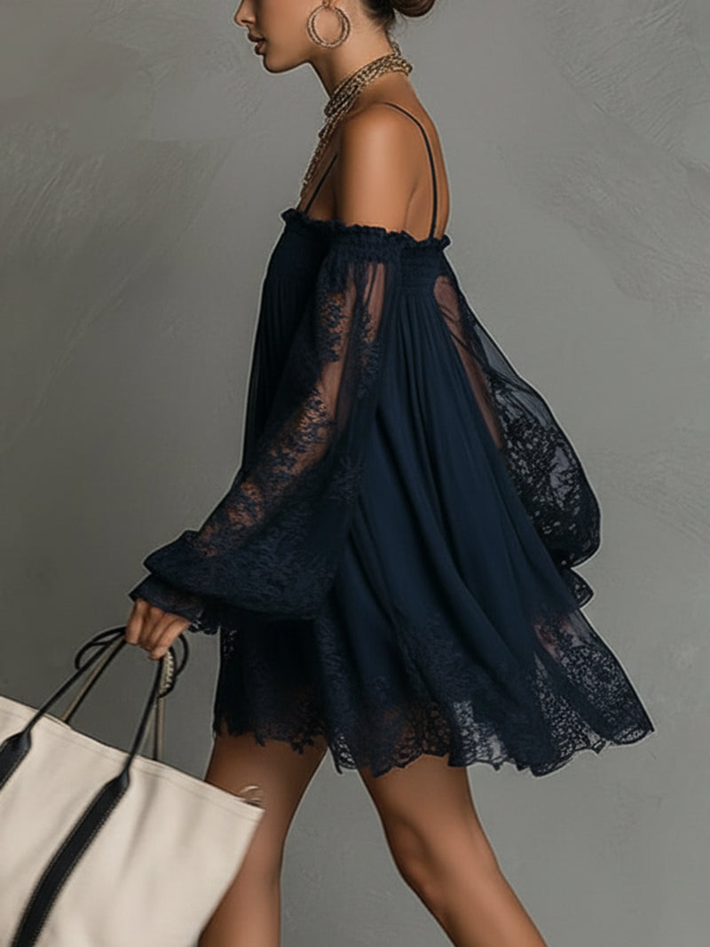 Camille | Elegant Lace Off Shoulder Mini Dress by Qivii