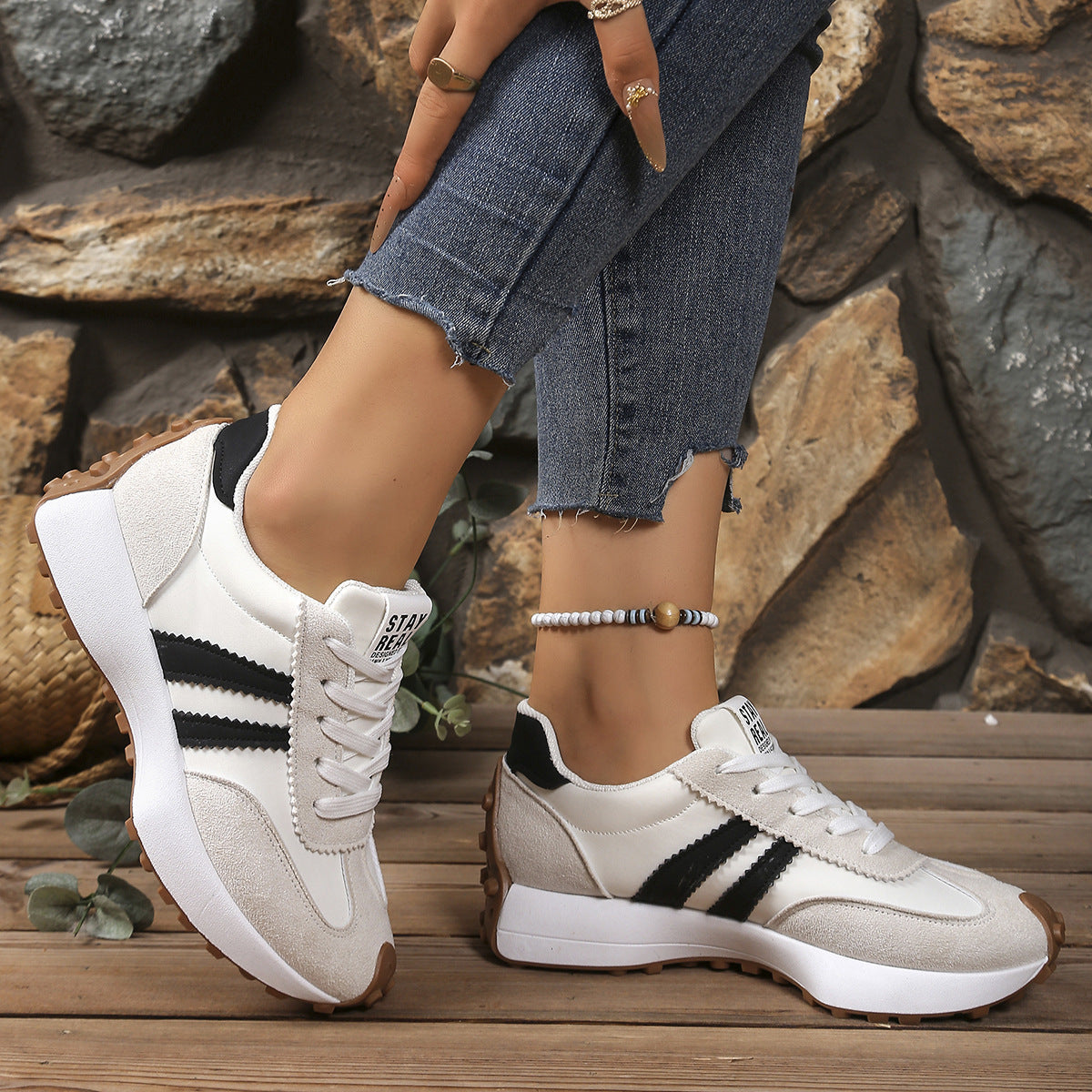 Women's Athena Curve Chunky Retro Runner Sneakers – Extended-Size Vintage Dad Walking Shoes with Sculpted Waist (US 5–11.5)