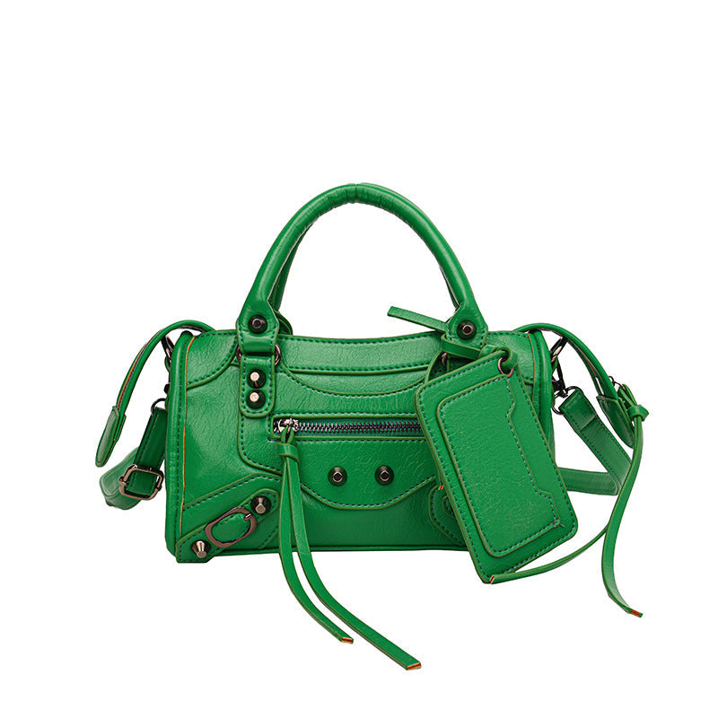 Women's Vintage Edge Satchel – Artisan Studded Motorcycle Bag with Convertible Crossbody Strap