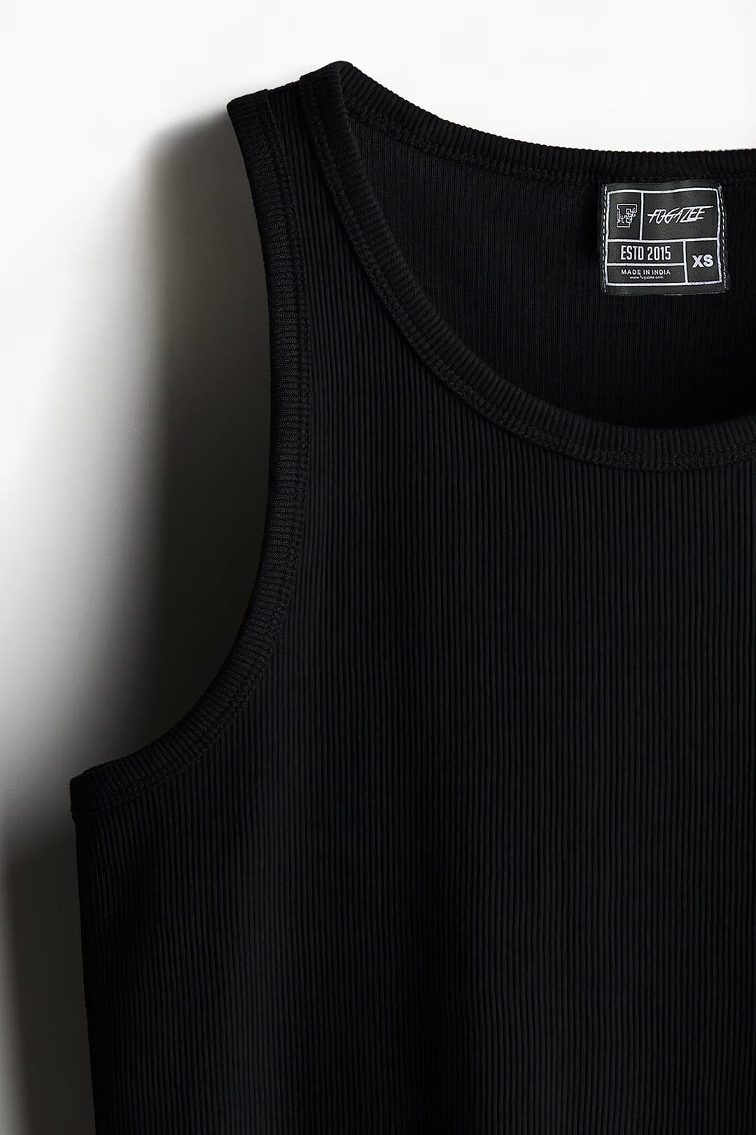 Black Ribbed Muscle Fit Vest