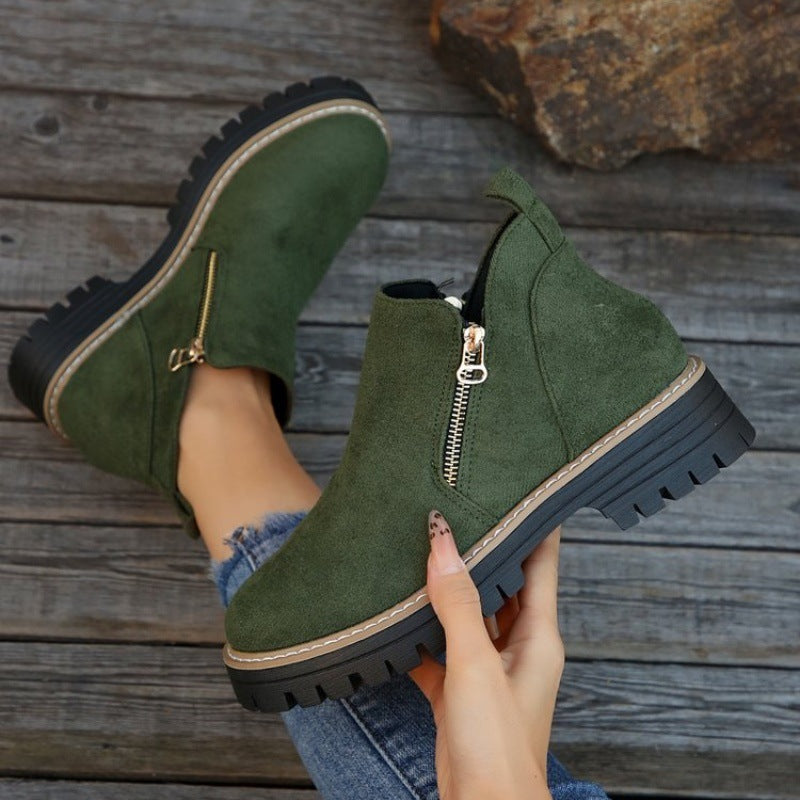 Women's Metro Chelsea Boots - Side-Zip Suede Ankle Boots with Chunky Heel (US 5-10.5)