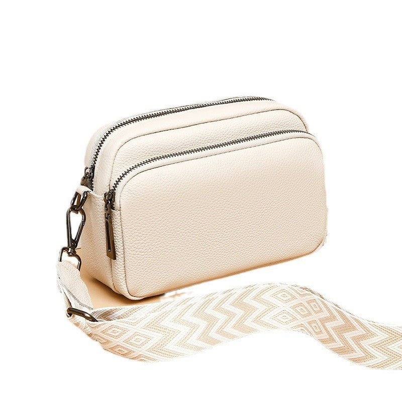 Women's Premium Minimalist Genuine Leather Solid-Color Square Bag – Versatile Multi-Functional Camera Bag