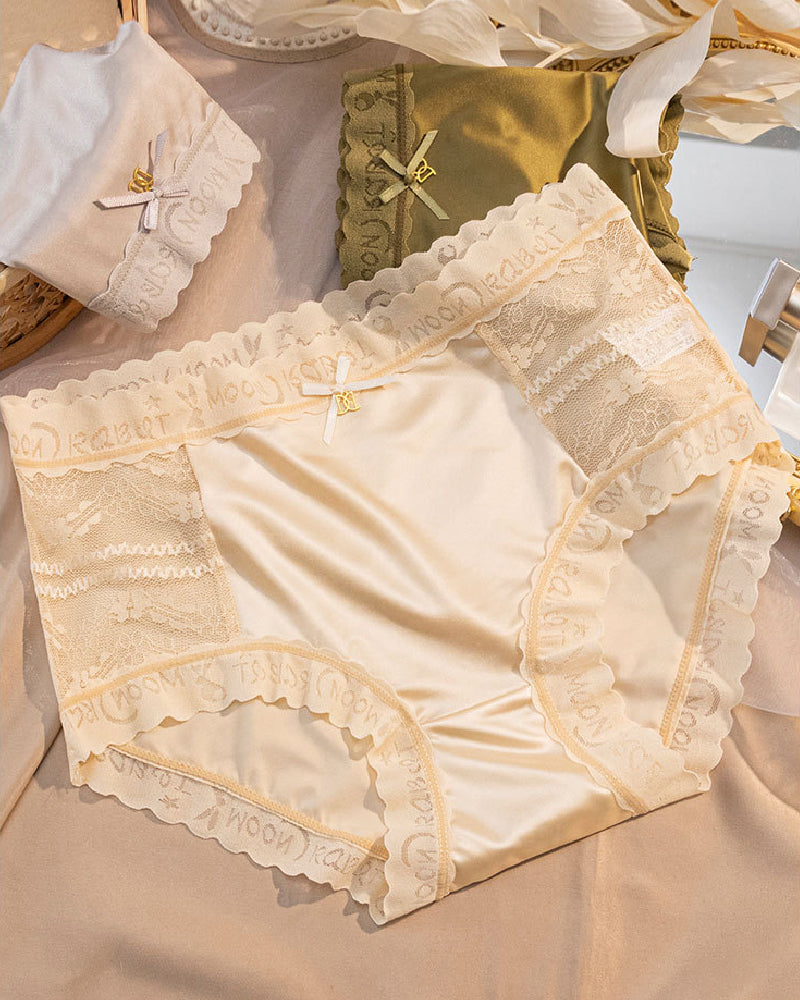 Women's Satin Seamless Ice Silk Mid-waist Briefs Cotton Crotch Butt-Lift Panties - By Qivii