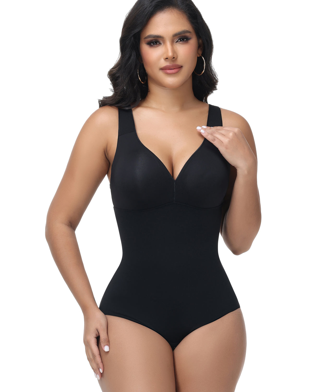 Shapshe® Wide Straps V Neck Tummy Tuck Shapewear Bodysuit