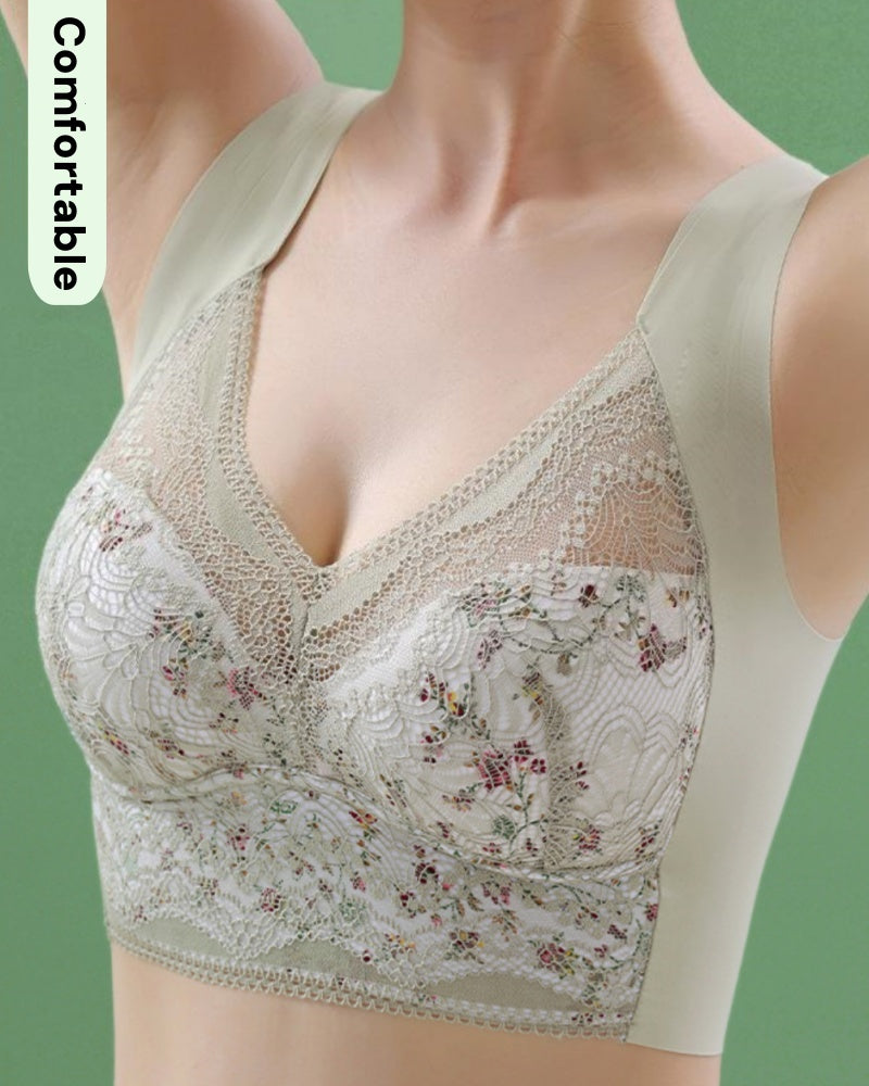 Full Coverage Elegant Floral Lace Push up Wireless Bra