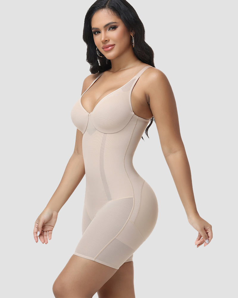 Shapshe® Seamless Mesh Panel Body Shaper with Built-In Bra